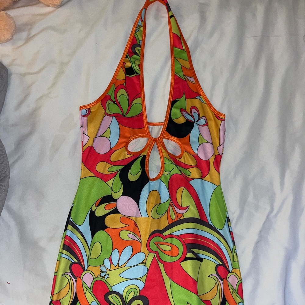 70s/80s inspired halter neck dress